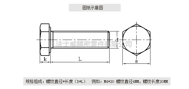 DIN933全牙不銹鋼外六角是不銹鋼緊固件系列中常用的一種，和螺母相配合，使用在對產(chǎn)品有較高的防腐要求和表面光潔度要求較高的地方,不銹鋼外六角螺絲一般有全牙和半牙兩種 ，而半牙的產(chǎn)品則分為粗桿半牙和細桿半牙。生產(chǎn)不銹鋼外六角螺絲材料常用的有SUS304和SUS316兩種。流通的不銹鋼外六角螺絲大部分均為全牙。尺寸規(guī)格1